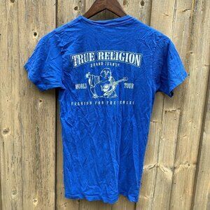 True Religion Big Logo T Shirt Small Blue